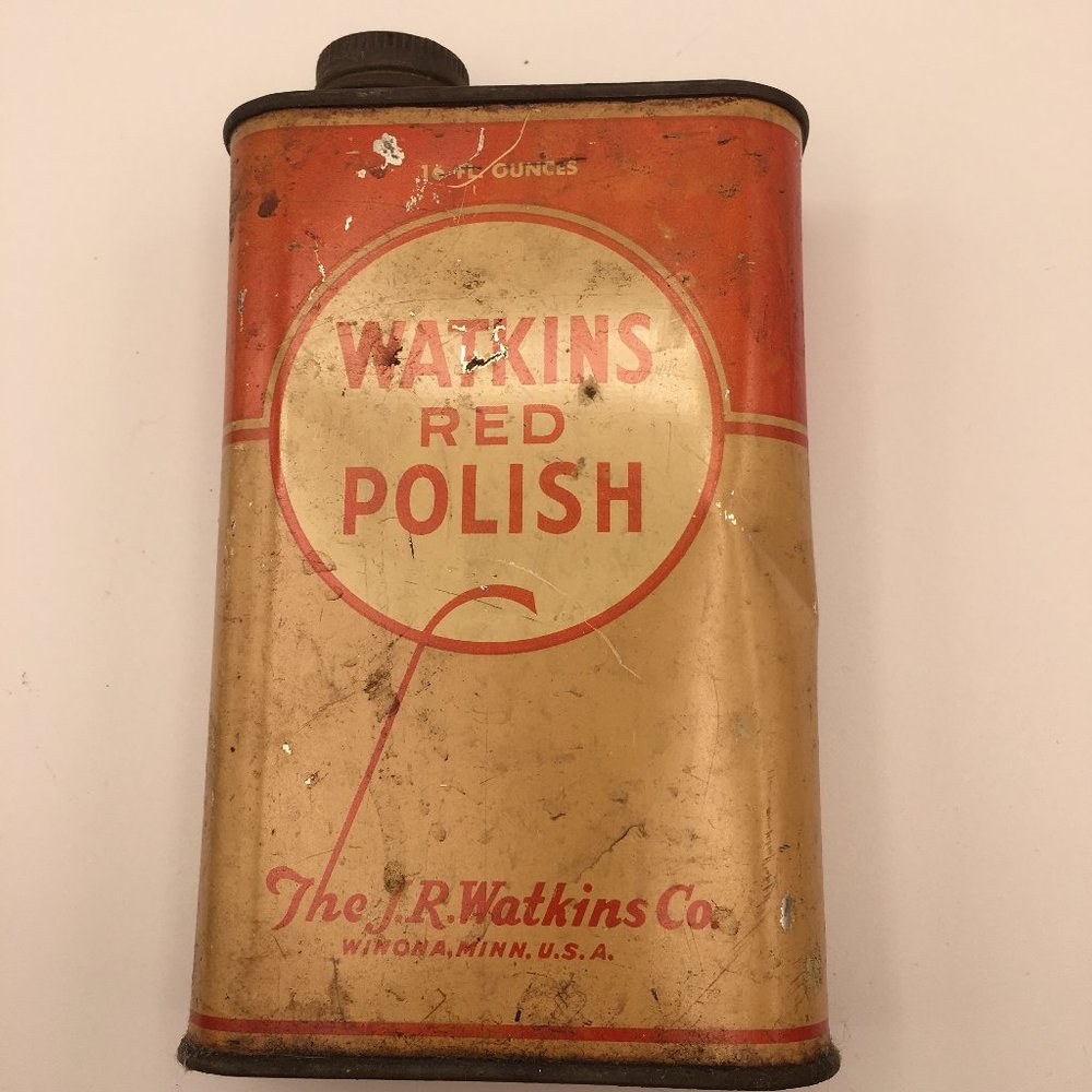 Vintage Watkins Red Polish can